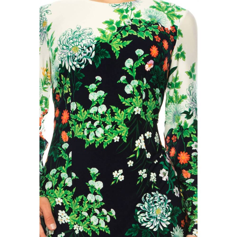 NEW MAGGY LONDON long sleeve floral sheath dress in white green - Picture 4 of 4